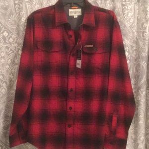 Red plaid brushed flannel shirt NEW Size Large
